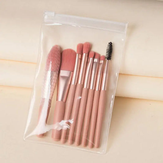 Kit de 8 Pinceaux de Maquillage Macaron - Ombres à Paupières, Fond de Teint & Precision